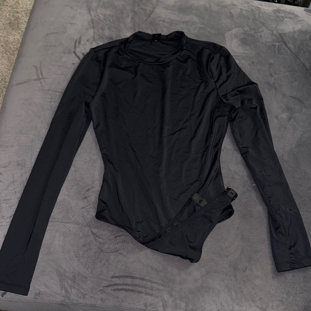 Black Long Sleeve Women's Bodysuit Top